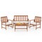 4 Pieces Acacia Wood Conversation Set with Two Armchairs Ideal for Outdoor Use